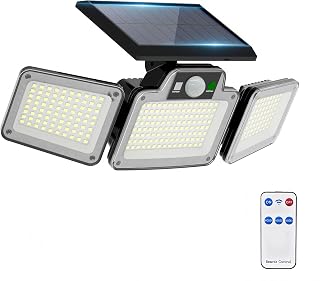 JumJam Solar Flood Lights, Security Lights Outdoor Motion Sensor for Garden | 280 LED, 3 Adjustable Heads Motion Sensor Light, Waterproof Wireless Solar Lights Outdoor Garden for Garage Driveway Patio