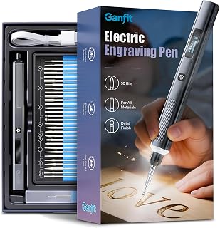 Engraving Pen for Metal, Wood, Glass and Plastic, Gift for Teens,Grey | 5-Speed Cordless Engraver Tool with LED Ring Light, 31 Precision Bit Kit, Rechargeable USB-C DIY Craft Kit