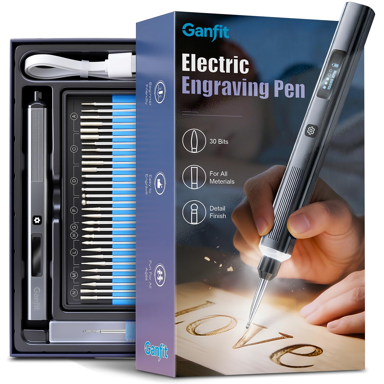 Engraving Pen for Metal, Wood, Glass and Plastic, Gift for Teens,Grey | 5-Speed 