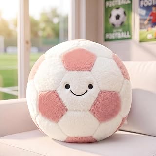 Peach CAT Soccer Ball Plush 9.8" Cute Soccer Pillow Decorative Football Shaped Round Throw Pillows Gifts Decor for Room Bed Sofa Couch Pink