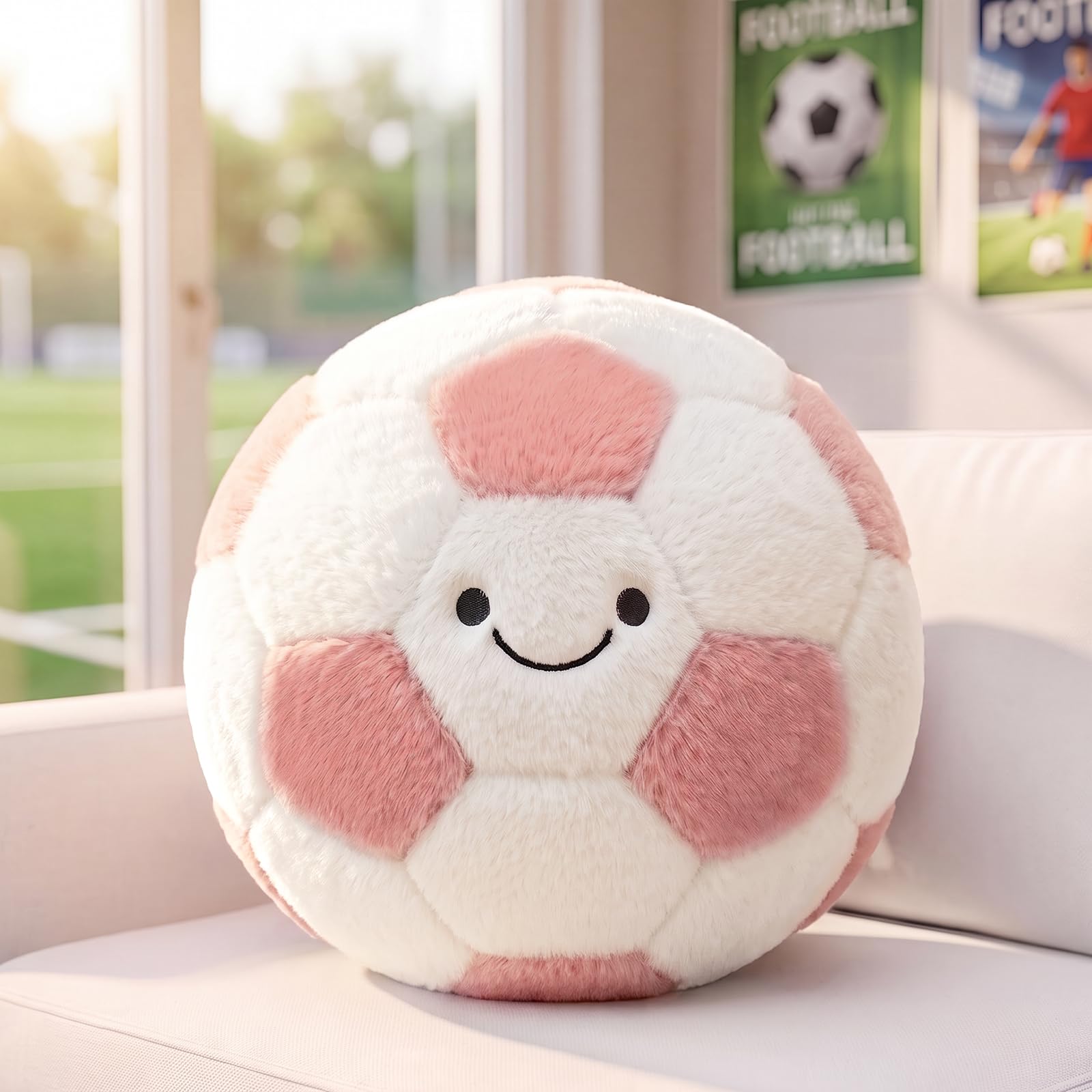Peach CAT Soccer Ball Plush 9.8" Cute Soccer Pillow Decorative Football Shaped R
