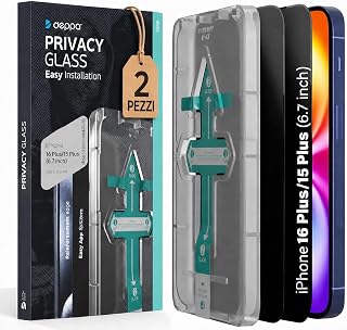 Deppa [2 Pieces Privacy Screen Protector for iPhone 16 Plus/15 Plus (6.7") | Anti-Spy 9H Tempered Glass | Full Coverage | Anti Scratches | Ultra Durable | Easy Installation Kit