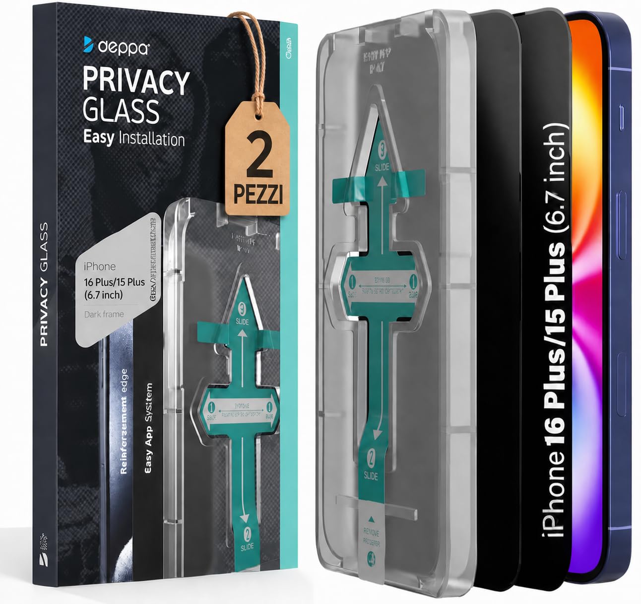 Deppa [2 Pieces Privacy Screen Protector for iPhone 16 Plus/15 Plus (6.7") | Ant