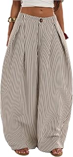 GORGLITTER Women's Barrel Pleated Oversized Wide Leg Cargo Pants