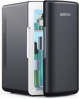 AstroAI Mini Fridge 6 Litre / 8 Can for Bedrooms, Small Fridge, AC/DC Power | Mini Fridge for Bedrooms, Car, Drinks, Beauty, Skincare, Travel; Portable Car Fridge, Mini Cooler and Warmer, Deep Black
