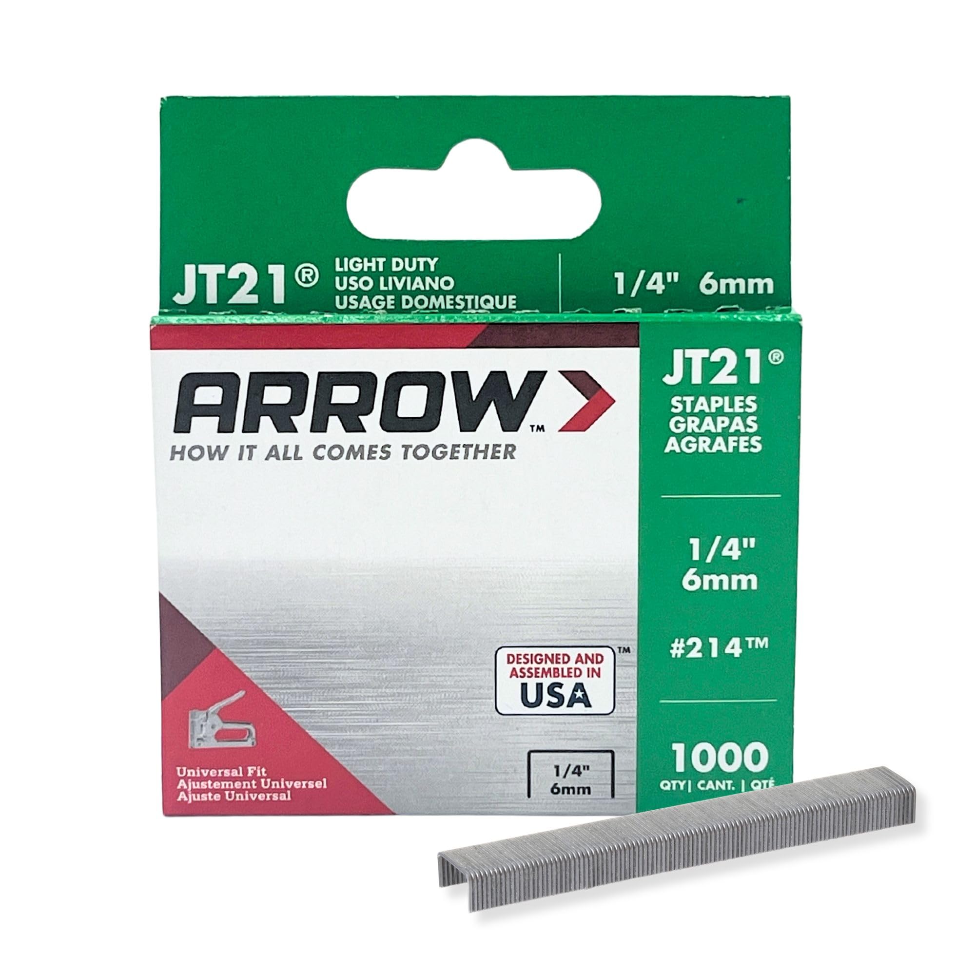 Arrow 214 JT21 Thin Wire Staples for Staple Guns and Staplers, Use for Upholster