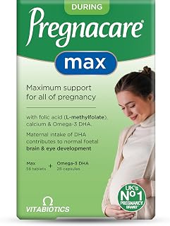 Pregnacare MAX Pregnancy Vitamins - UK's No.1 Pregnancy Brand. Greater Prenatal Care for Women, Supplement with Added Omega-3 DHA for Normal Brain and Eye Development