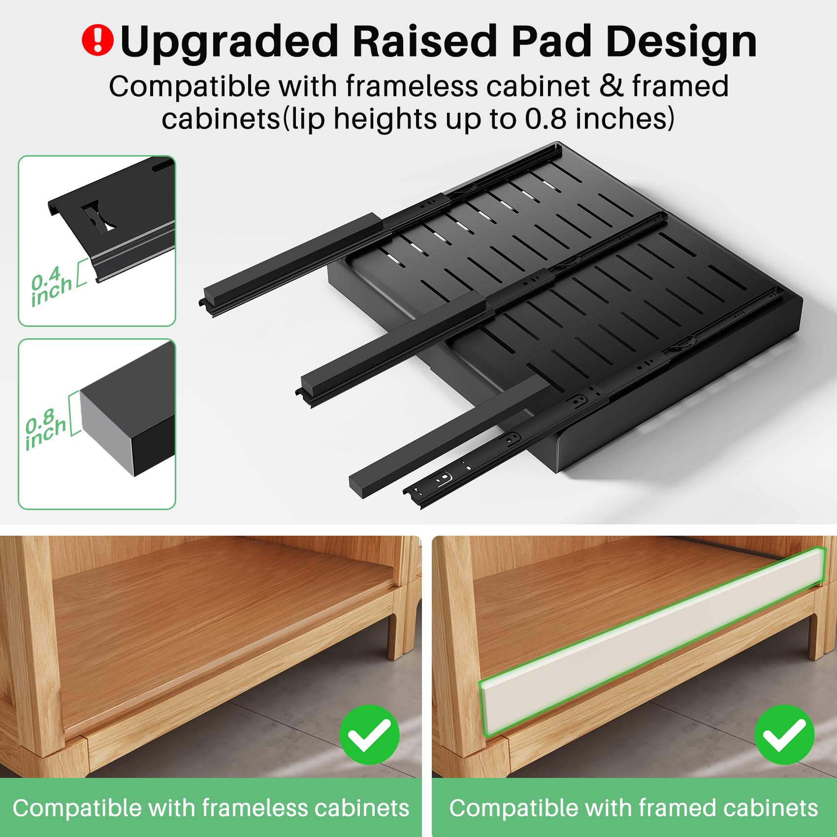 Pull out Cabinet Organizer, Expandable(12"-20") Heavy Duty Slide out Drawer Fixe