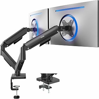 VIVO Dual Monitor up to 32 inches and 19.8 lbs per Screen, Pneumatic Arm Desk Mount, Articulating Counterbalance, VESA Stand, Classic, STAND-V002O