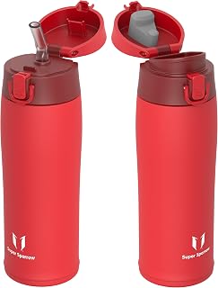 Super Sparrow Insulated Water Bottle, 18/8 Stainless Steel Thermal Bottle – 500 ml – BPA-Free Thermal Cup, Thermal Water Bottle for Children, School, Sports, Biking, Camping, Gym, m-brick red
