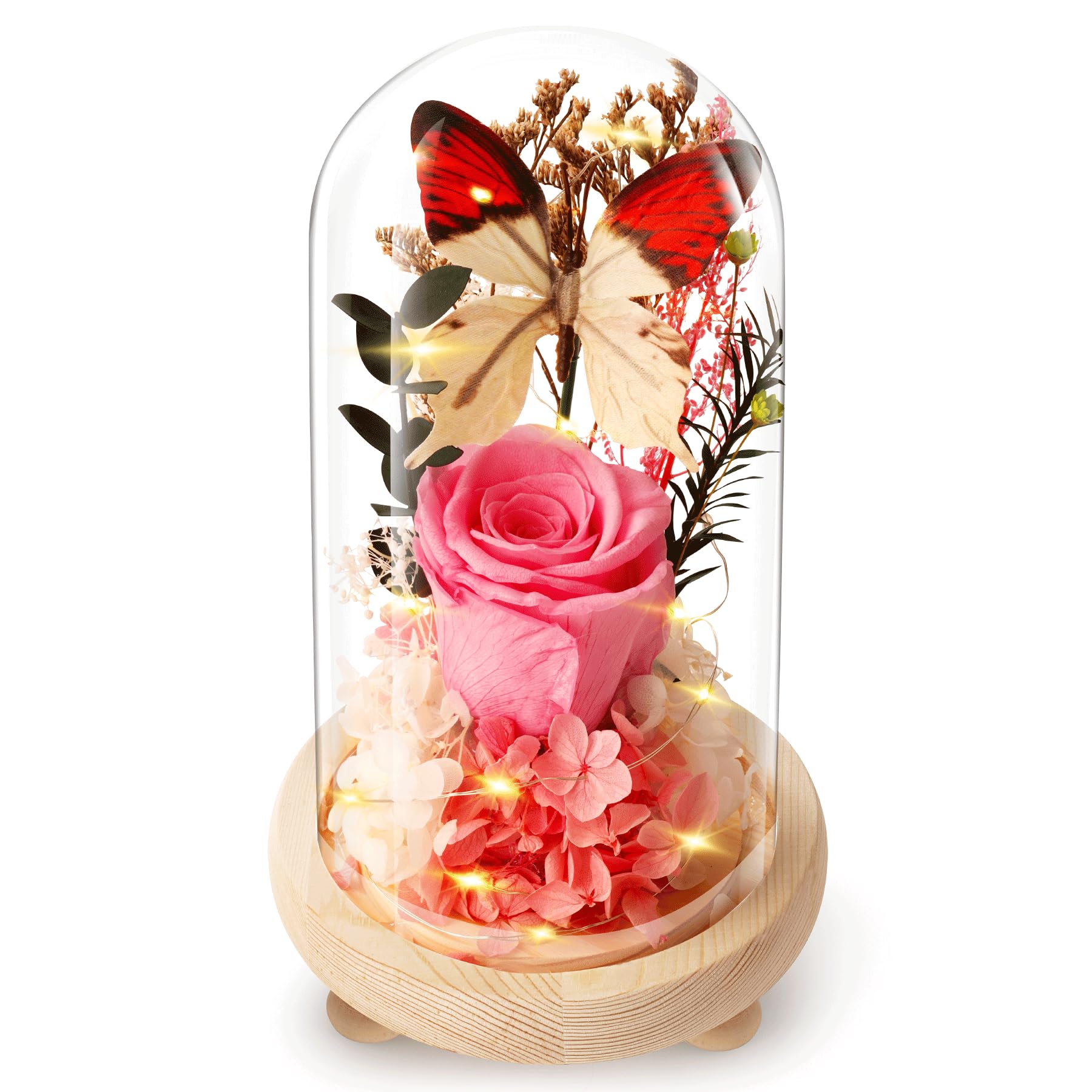 Forever Flowers Preserved Roses Prime Delivery, Gifts with Light in Glass Dome f