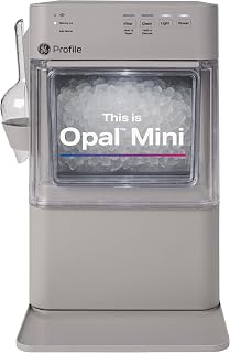 GE Profile Opal Mini Nugget Ice Maker, Portable Countertop Pellet Ice Machine, Soft Chewable Ice, 36 lbs Per Day, Top Fill Water Reservoir, 2 lb Bin, 6 Pack Descaler &amp; Scoop Included, Stone Grey