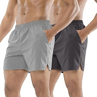 MIER Men's 5 Inch Running Shorts Quick Dry Outdoor Sports Workout Summer with Pockets Lightweight Breathable