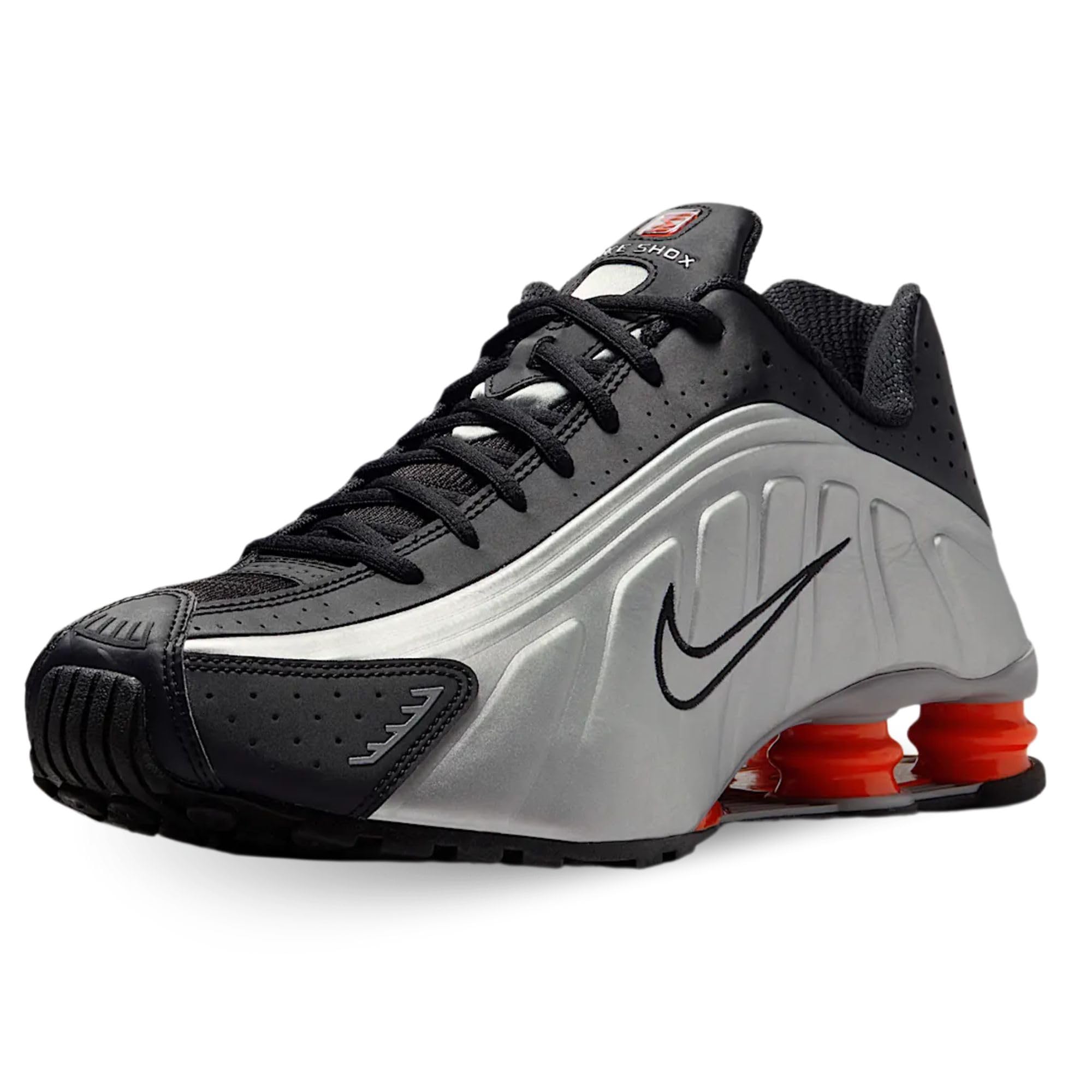 Nike Shox R4 Men's Shoes (HQ1988-002, Metallic Silver/Black/Picante Red/Metallic