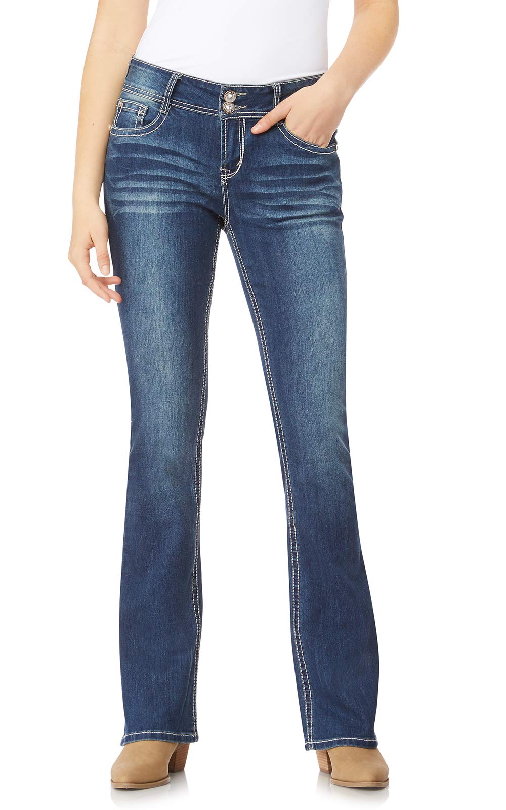 WallFlower Women's Straight Instastretch Legendary Classic Jeans with Boot Cut