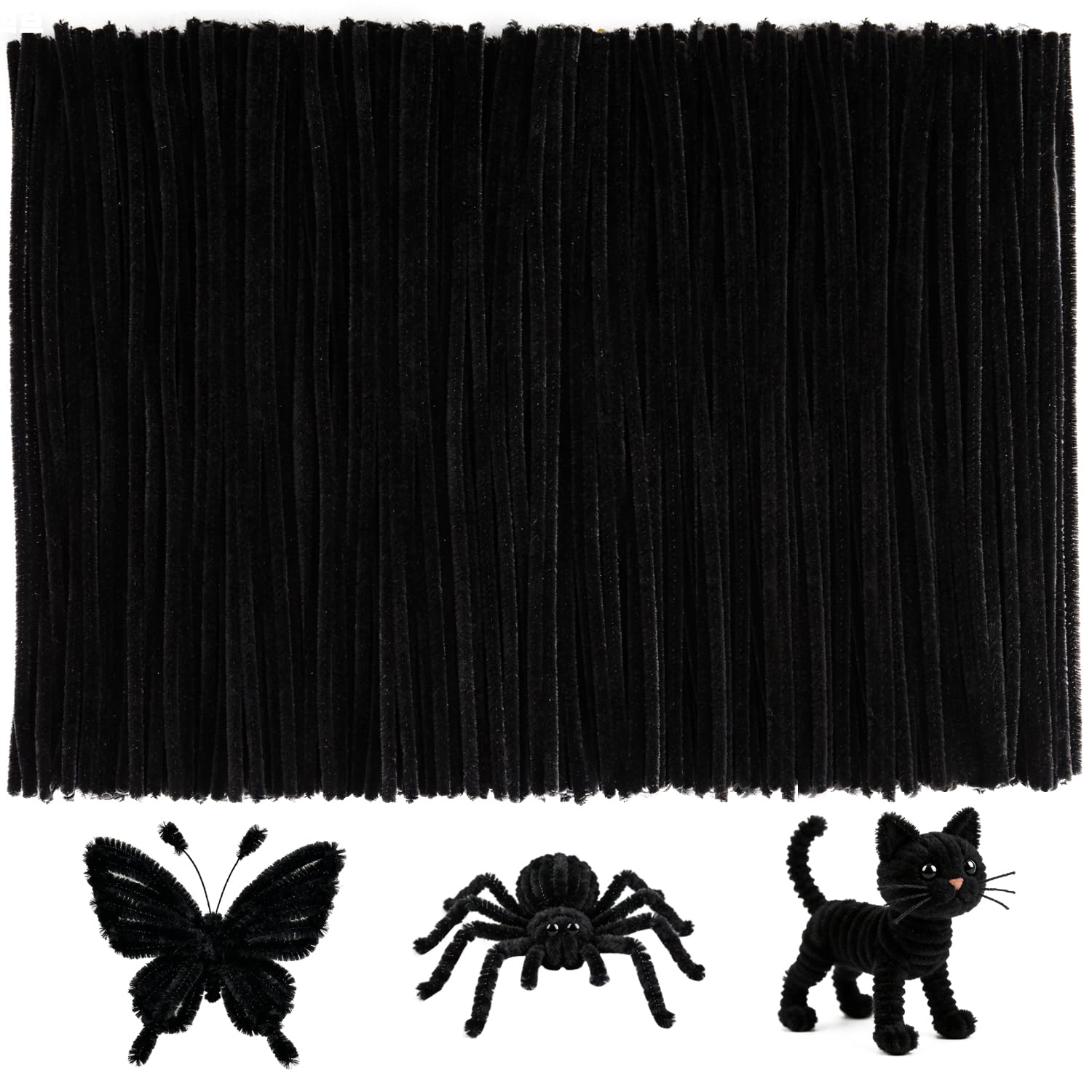 Black Pipe Cleaners for Crafts,200PCS Pipe Cleaner,Craft Supplies,Arts and Craft