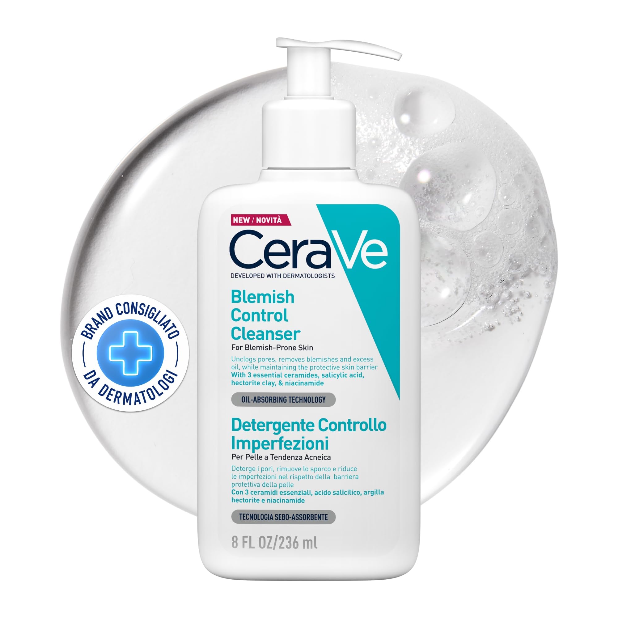 CeraVe Detergente Controllo Imperfezioni, Per Pelle Grassa Acneica