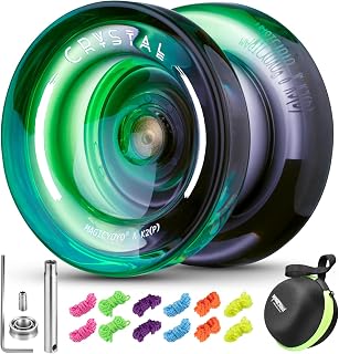 MAGICYOYO Crystal Yoyo K2 for Kids, Magic Trick Yo Yo for Beginner & Adults | Responsive and Unresponsive Yoyo Ball, Dual Purpose Yo-yo with 12 Strings, Case, Accessory Kit (Black Green)
