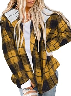 Asiertiy Women's Buffalo Check Flannel Shirt Long Sleeve Button Down Collar Lightweight Tops (S-2XL)