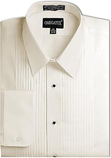 Mens Formal Laydown Spread Collar Tuxedo Shirt, 1/4" Pleat