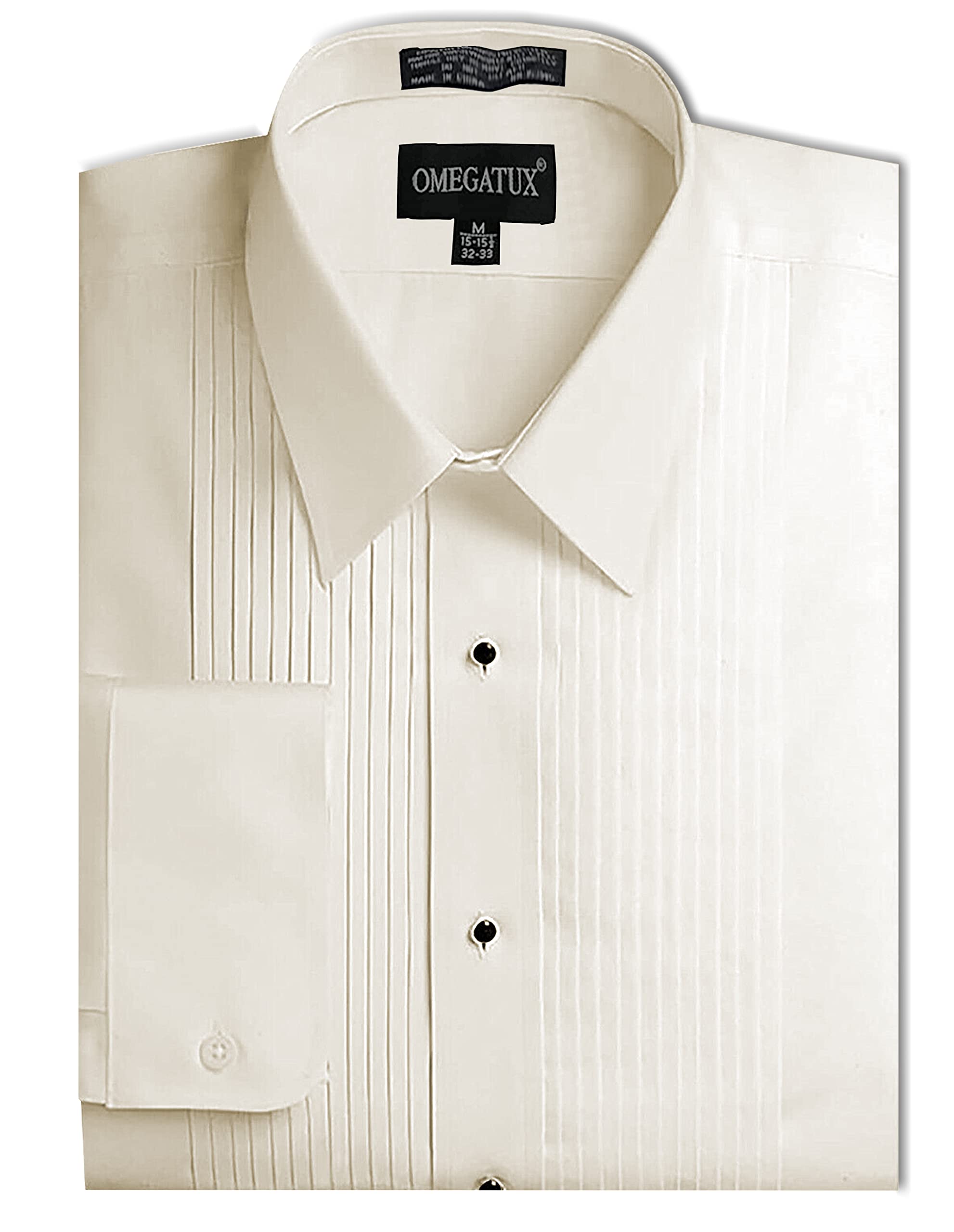 Mens Formal Laydown Spread Collar Tuxedo Shirt, 1/4" Pleat