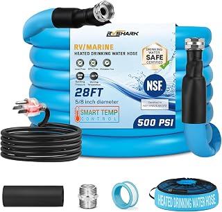 Heated Water Hose for RV, 28FT, -40℉ Freeze Protection-Light Blue
