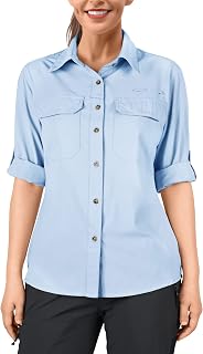 33,000ft Women's Shirt UPF 50+ UV Protection Outdoor Shirt Quick-Drying Casual Shirt Long Sleeve Functional Shirt Hiking Shirt for Fishing Safari Travel Golf, Light blue, M