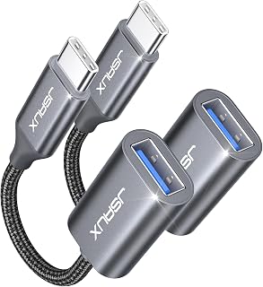 JSAUX Adaptador USB a Tipo C 3.0 Cable OTG C Macho a USB Hembra-Pack de 2