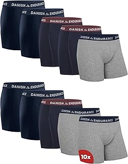 DANISH ENDURANCE Cotton Boxers for Men with Optional Fly, Mens Boxers Shorts Multipack, Stretchy Men's Underwear Trunks, Soft, Breathable, 3 Pack or 10 Pack