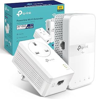 TP-Link TL-WPA7617 KIT AV1000 Powerline Adapter, AC1200 Dual Band WiFi Extender, Gigabit Ethernet, HomePlug AV2, Powerline WiFi Kit, Ethernet Over Power, WiFi Booster for Home