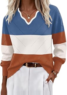 Ekouaer Fall Sweaters for Women V Neck Lightweight Sleeve Tops