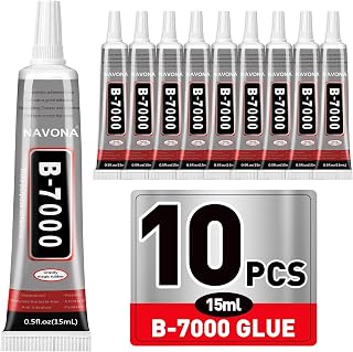 10 PCS 15ml B7000 Rhinestone Glue Clear with Precision Tip, Bedazzling Glue, Multipurpose Super Glues for Nail, Craft, Jewelry Making, Nail Art, DIY, Makeup, Shoes