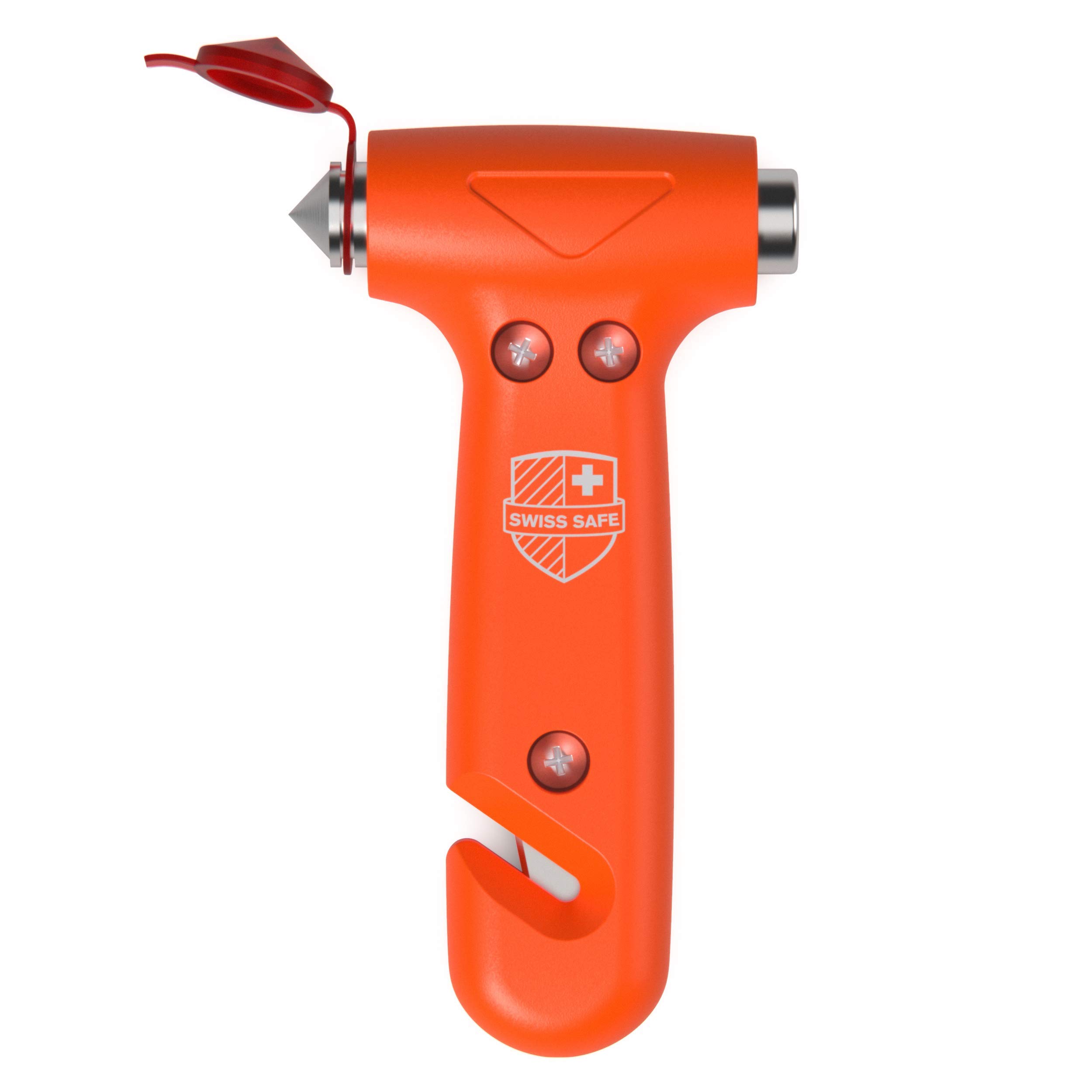 Swiss Safe Car Safety Hammer Window Breaker Tool with Seatbelt Cutter | 5-in-1 E