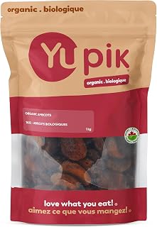 Yupik Organic Apricots, 1 kg, Non-GMO, Vegan, Gluten-Free, Dried Fruits, No Added Sugar, Naturally Sweet, Sulphite-Free, Source of Fiber, Healthy Snacks, Ideal for Baking & Topping