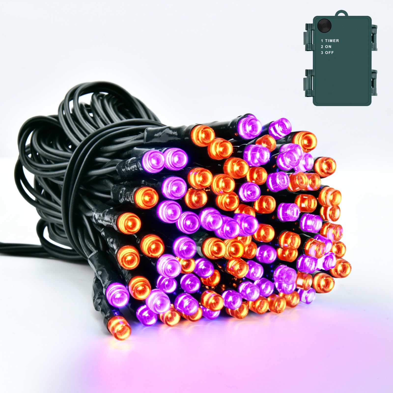 Dalugo Halloween Decoration Lights, 5M 50 LED Orange Purple Fairy Lights with Ti
