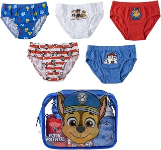Pack of 5 Paw Patrol Briefs and Toiletry Bag – Girls' Underwear Soft and Breathable Cotton, Adjustable and Comfortable Disney Panties, 2-3 Years