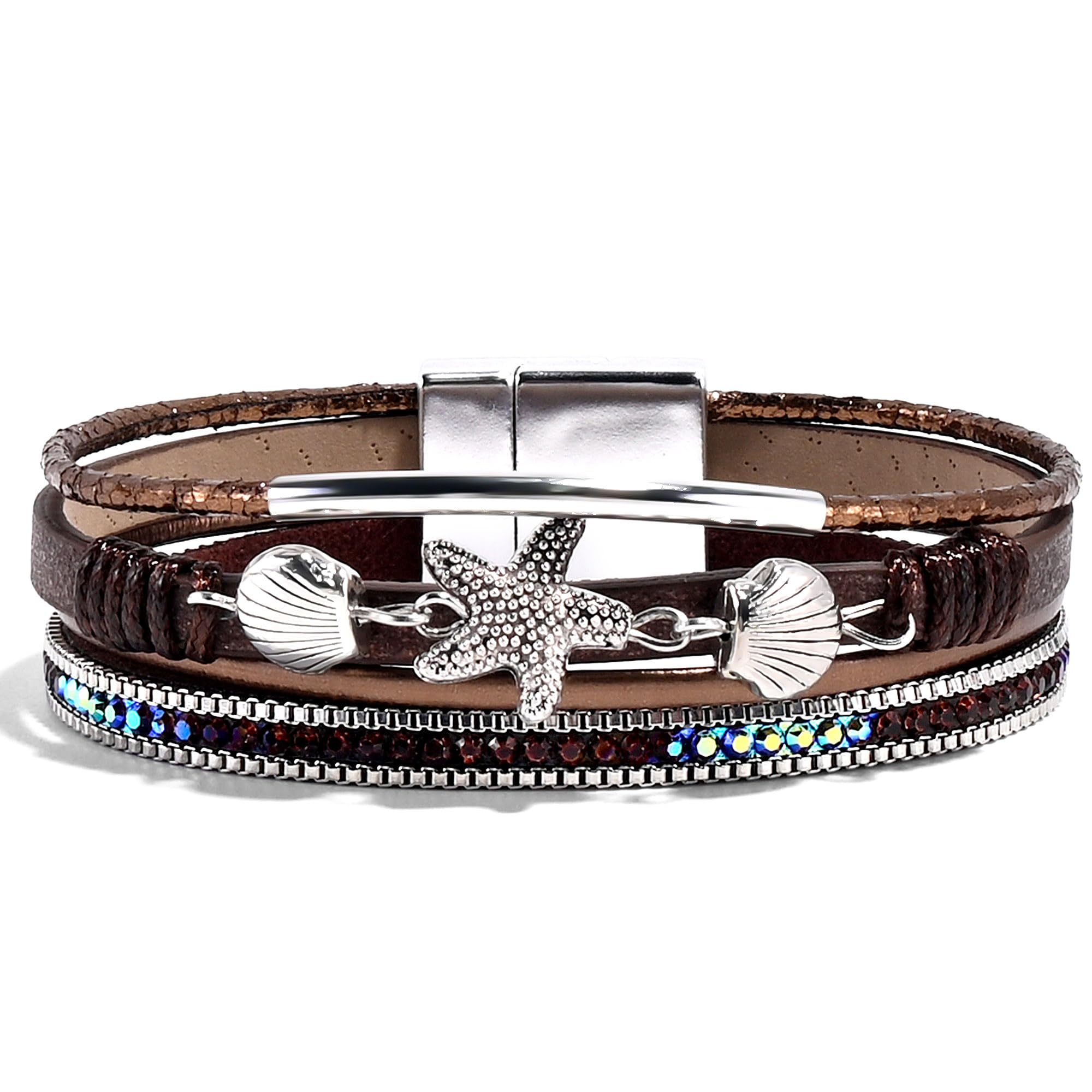 VIBILIA Boho Leather Wrap Bracelets for Women Multi-Layer Bracelets
