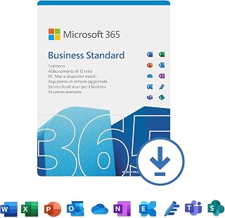 Microsoft 365 Business Standard - 1 utente - 5 PC/Mac +5 Tablet + 5 Telefoni cellulari - Abbonamento di 12 mesi
