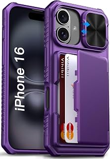 Vihibii for iPhone 16 Case Wallet, Card Holder (4 Cards) 2024, Dark Purple