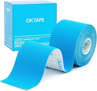 OK TAPE Kinesiology Tape, Elastic Athletic Tape Original Cotton Basic for Support and Recovery, Sports Therapeutic for Pain Relief, 5cm x 5m Uncut, Blue