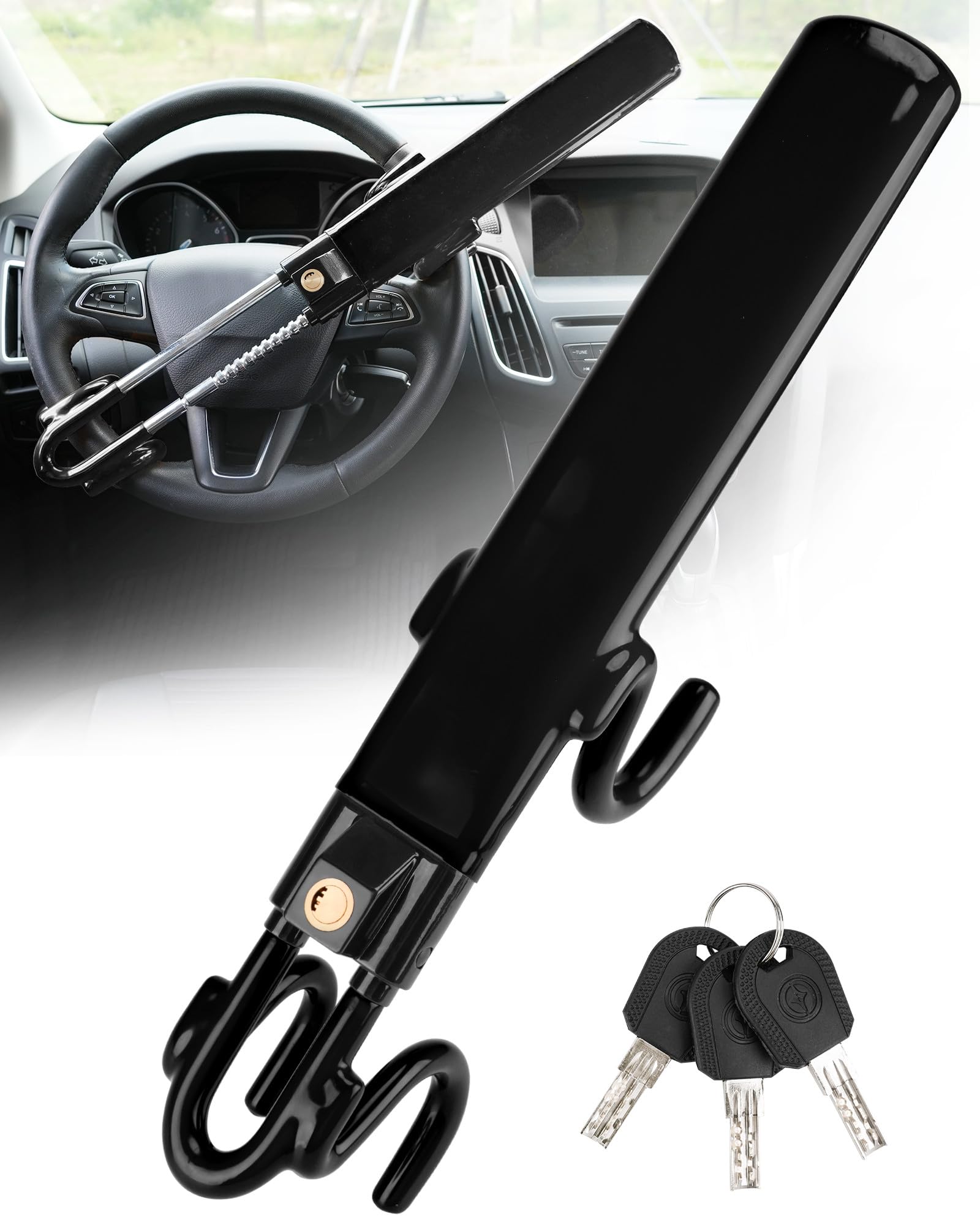 Tevlaphee Steering Wheel Lock Anti-Theft Car Device Heavy Duty Security Car Lock