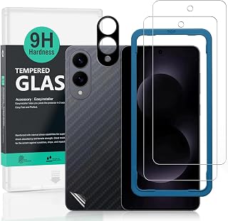 Ibywind For Samsung Galaxy S25 Edge 5G 6.7" Screen Protector(2 Pack),9H Hardness Tempered Glass,With 1Pc Camera Lens Protector,1Pc Back Carbon Fiber Film,Easy to Install