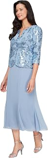 Alex Evenings Plus Size Tea Length Open Front Jacket Dress for Special Occasions Women