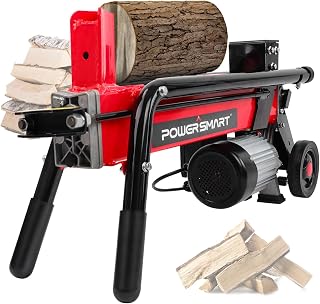 PowerSmart Electric Log Splitter, 6.5-Ton with 15 Amp Motor | Double-rail Leg Construction, Horizontal Full Beam Design, Steel Wedge for Firewood & Kindling Cutting