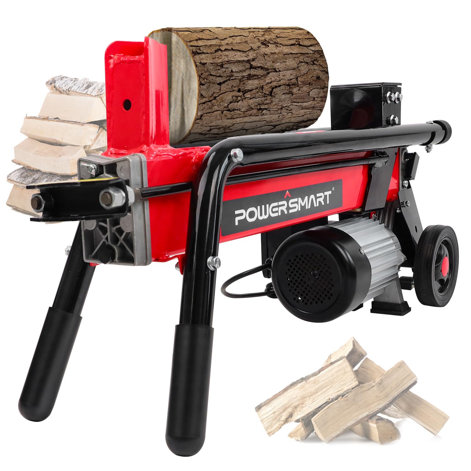 PowerSmart Electric Log Splitter, 6.5-Ton with 15 Amp Motor | Double-rail Leg Co