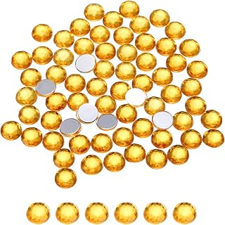 Generic Flat Back Round Acrylic Rhinestones,8mm SS40 Yellow Flatback Crystal Rhinestones for Crafts Clothes Shoes DIY Decoration Gifts 100Pcs