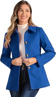 Allegra K Single Breasted Coat Jacket A-Line Women