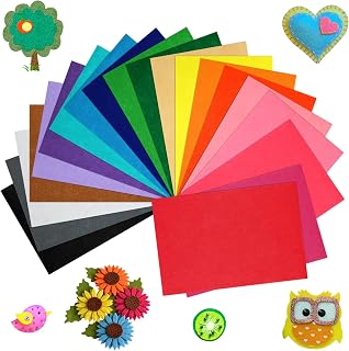 BOUBONI 20 Pcs Felt Fabric Sheet 8" x 12" Assorted Color Felt Fabric Sheets for Crafts DIY Handcraft Sewing Squares Patchwork Nonwoven