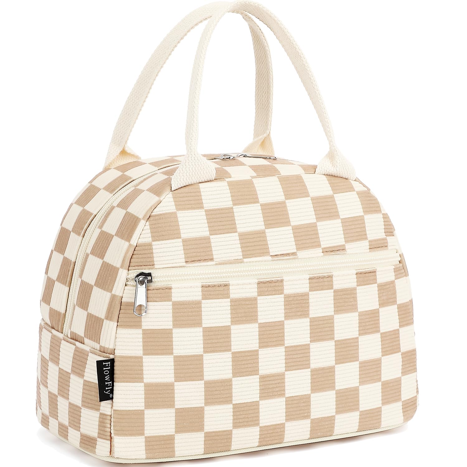 FlowFly Lunch Bag for Women Insulated Lunch Box Corduroy Lunch Tote Cooler for T