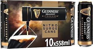 Guinness Draught Nitrosurge │ 4.1% vol │ 10 x 558ml Beer Cans | Perfect Pub Pour at Home | Match Day Beer | Celebrate the Football This Season | Device Sold Separately